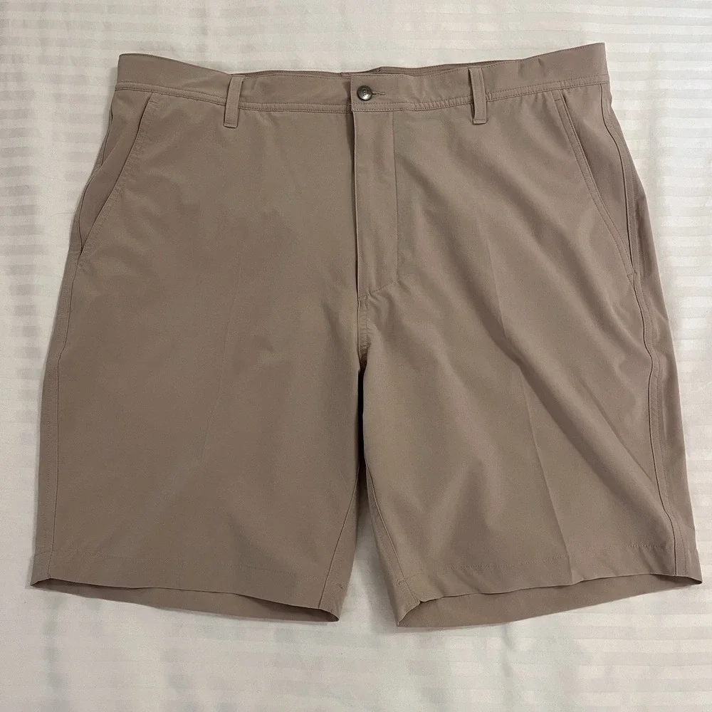 FootJoy Shorts Mens 38 Tan Performance Stretch Flat Front FJ Logo Athletic Golf - Picture 1 of 9